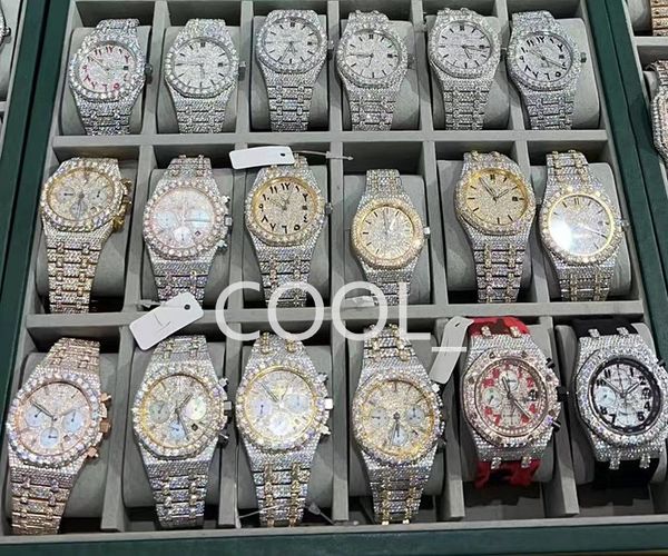 

luxury mens watch for men designer movement watches diamond moissanite watch montre iced out watch automatic men's montre luxe mens lux, Slivery;brown