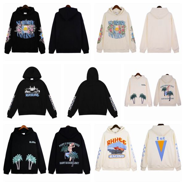 

2023 new designers rhude hoodies mens womens fashion streetwear letter print long sleeve hip hop hoodies luxury brand sweatshirts, Black