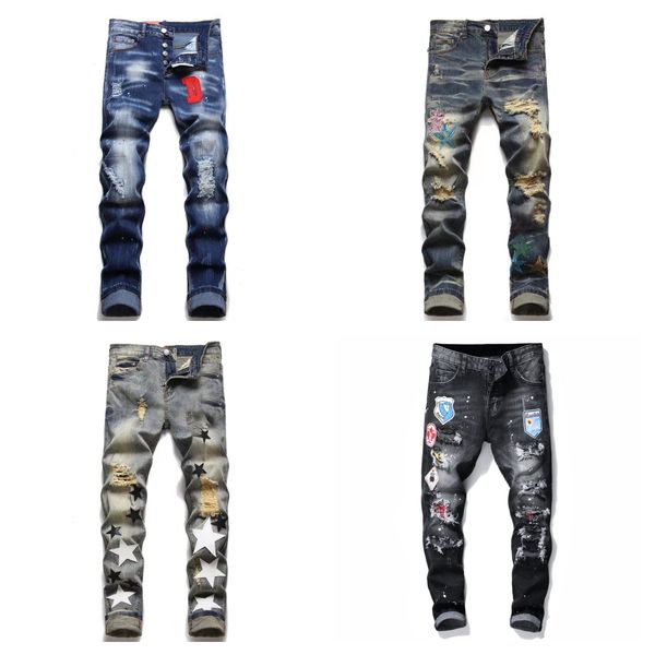 

fashion designer denim pant jeans stack men jeans jeans for man jeans mens designer jeans popular style distressed straight regular jeans, Blue