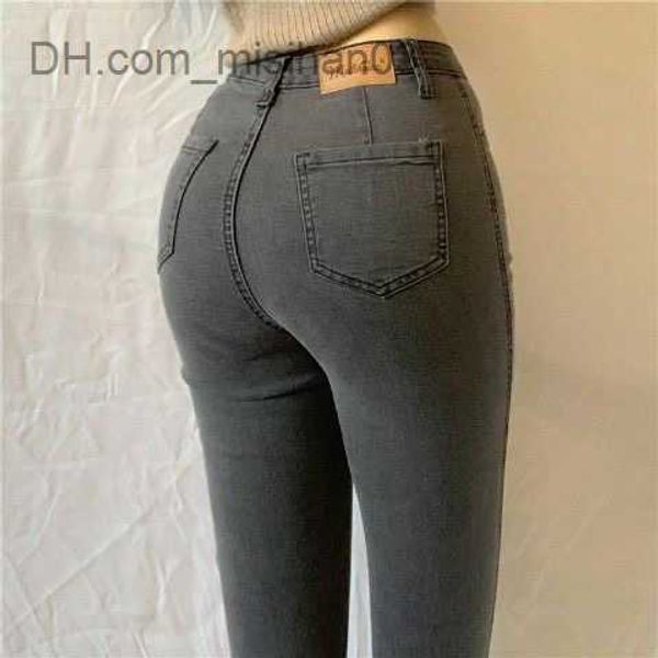 

women's jeans european and american style high waist peach buttocks elastic denim pants women's thin bag buttocks small leg pencil, Blue