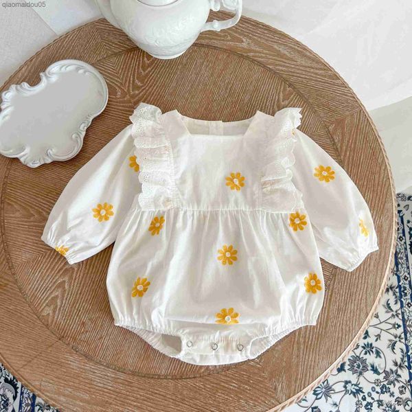 

baby clothing flower newborn girls bodysuits long sleeve cotton clothes infant rompers spring fall cute baby onesie come l230712, Blue