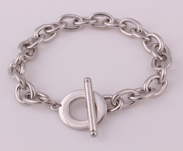 

fashion jewelry toggle clasp link chain sliver wristband charm ot bracelet cuff bracelets lovers holiday gift for woman3118306, Black