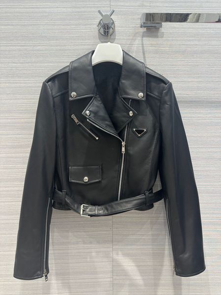 

fashion 2023 winter black leather short design belt coat women big lapel long sleeve zipper slim belt vintage streetwear jacket, Black;brown