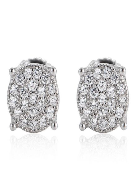 

925 silver hip hop iced out stud earrings for men women bling zircon cz gemstone silver earring hiphop rapper jewelry gift1670122, Golden;silver