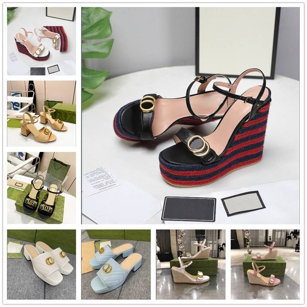 

famous brand sandals g family's classic popular sloping heel series, with sheepskin upper and sheepskin lining, heel height of 8cm, siz, Black