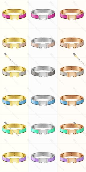 

designer bracelet h bracelets titanium steel & enamel bangle gold-plated never fading non-allergic,gold/silver/rose; store/21417581, Black