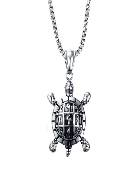 

fashion mens necklaces stainless steel sea turtle pendant necklace for men vintage jewelry health and longevity pn7099951288, Silver