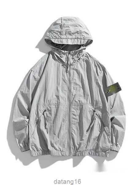 

stone jacket outerwear designer badges zipper shirt loose style spring autumn mens breathable portable street clothing island thin 17m3, Black;brown