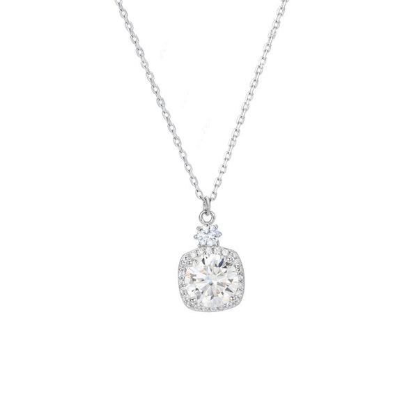 

8mm square moissanite pendant necklaces summer trendy 925 sterling silver woman necklace wedding jewelry