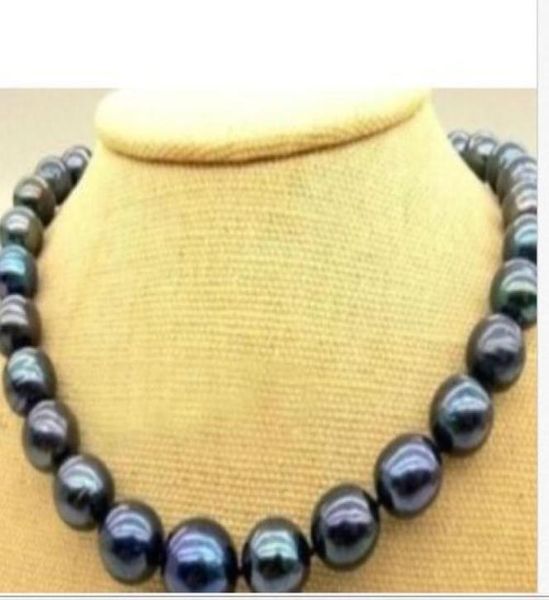 

stunning1011mm tahitian round black red green pearl necklace 18quot5631679, Silver