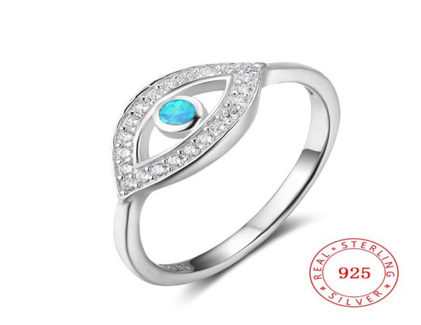 

925 sterling silver opal stones evil eye ring women zircon micro setting jewelry guangzhou handmade rings whole4448479