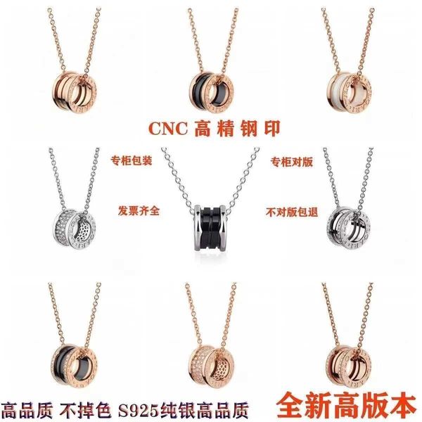 

925 silver baoge family little red necklace small man waist charity 18k rose gold black ceramic spring gift clavicle
