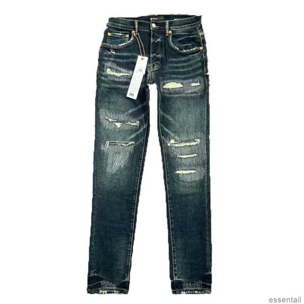 

designer purple jeans mens jean men's high streetwear for mens embroidery pants womens oversize ripped patch hole denim straight fashio, Blue