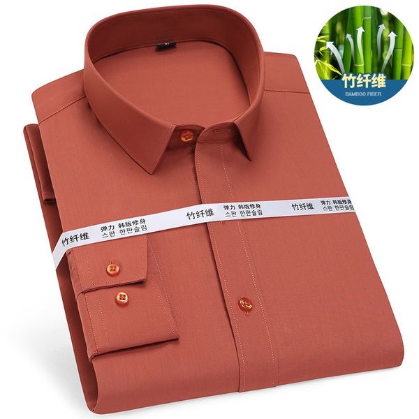 

men's dress shirts men's men casual long sleeve shirt social four seasons bamboo fiber non-iron solid color business men's sh, White;black