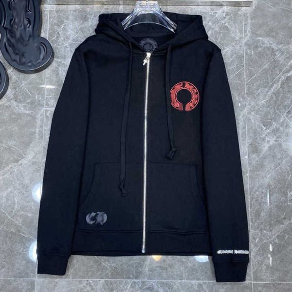 

luxury fashion men's jackets hoodies brand ch sweatshirts designers zipper hooded sweater men women casual pullover sanskrit horseshoe, Black;brown