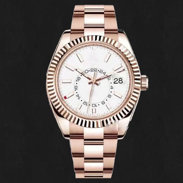 

high-end watch mechanical 8215 movement 41mm all stainless steel waterproof luminous gold montre homme watch fashion watch skydwell, Slivery;brown
