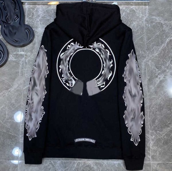 

fashion luxury men's jackets hoodies brand ch sweatshirts designers zipper hooded sweater men women casual pullover sanskrit horseshoe, Black