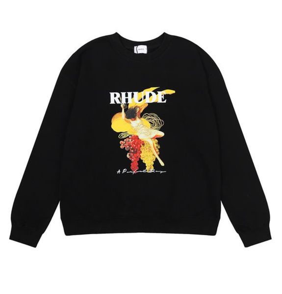 

2023 latest men's and women's hoodie fashion trend hip-hop autumn and winter street round neck long-sleeved hooded pullover clothe, Black