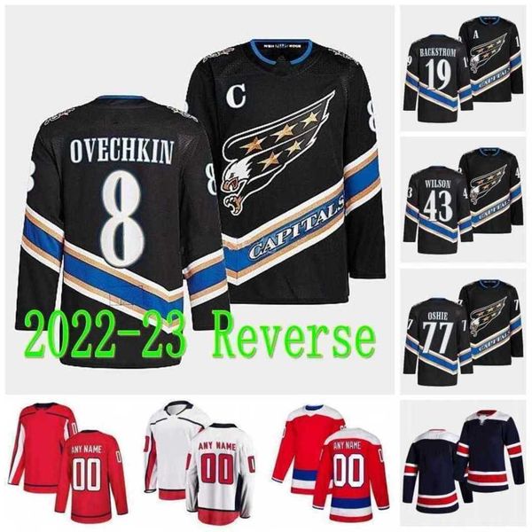 

washington darcy kuemper capitals reverse retro jersey alex ovechkin john carlson tom wilson t.j. oshie evgeny kuznetsov nicklas backstrom d, Black;red