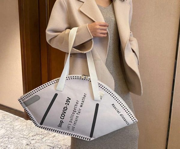 

pb0007 fashion personality creative face mask designer handbag shoulder bag large capacity shopping black white 2 colors4604067