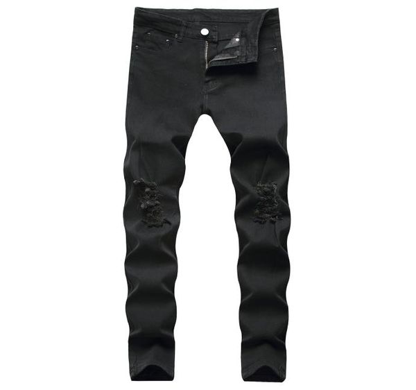 

godlikeu mens ripped jeans destroy distressed stretch black elasitc skinny denim pants6059453, Blue
