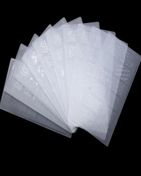 

10pcslot nail stamping plates set scraper nail art polish stamp plastic diy template set manicure nail tools4615074