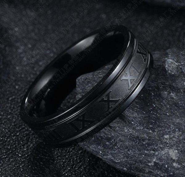 

2020 vintage roman numerals temperament fashion 6mm width stainless steel rings for men jewelry gift 823 t22367247, Silver
