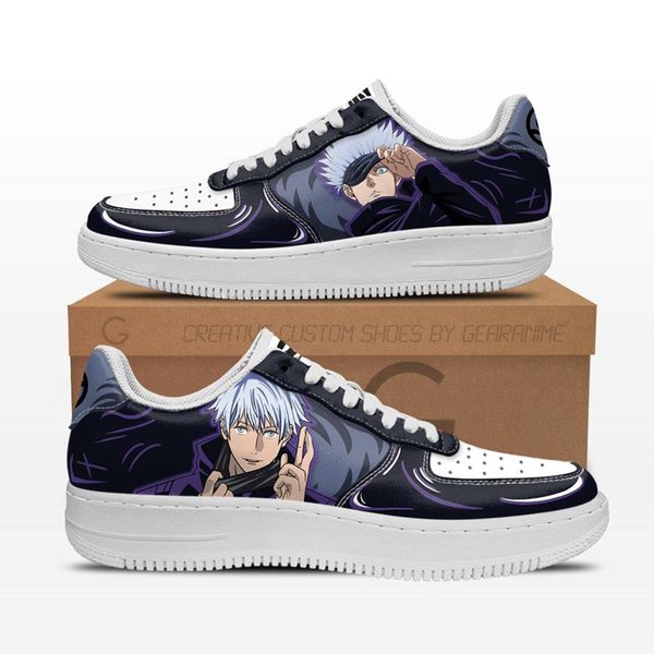

fashion men women anime casual shoes satoru gojo air sneakers italy popular low manga leather designer couple custom animes running athletic, Black