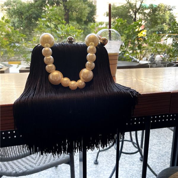 

evening bags metal frame shell handbags female pearl strap women trend shoulder long tassel ladies daily fringe hand purse 230729