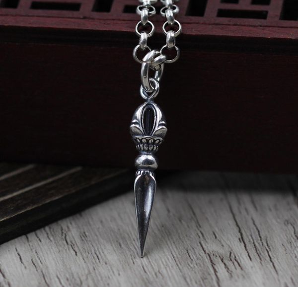 

gothic solid silver 925 vajra pendant for necklace men real 925 sterling silver jewelry cool punk style thai silver jewelry men4075740