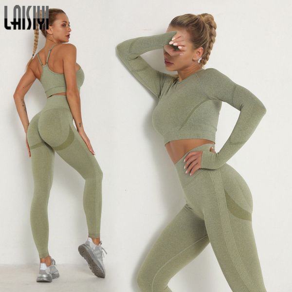 

womens two piece pants womens sets skinny tracksuit breathable bra long sleeve seamless outfits high waist push up leggings gym clothes spor, White