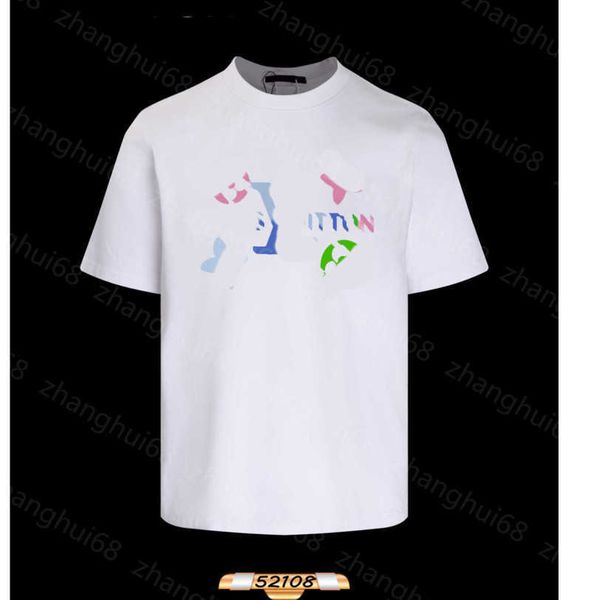

23ss summer men clothes casual tshirt designer t shirt round neck pure cotton color gradient letter logo printing short-sleeved t-shirt for, White;black