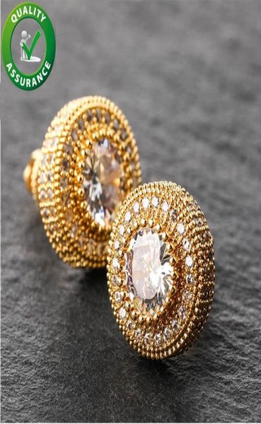 

diamond stud earrings hip hop bling jewelry men women luxuy designer earings gold silver rose iced out fashion earring christmas a4987476, Golden
