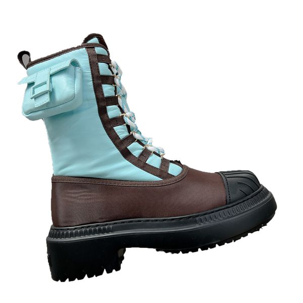 

2023 boots latest half boots designer cowskin splice printed cloth womens shoes lace up round toes two color splicing bootie 35-41 bag decor, Black