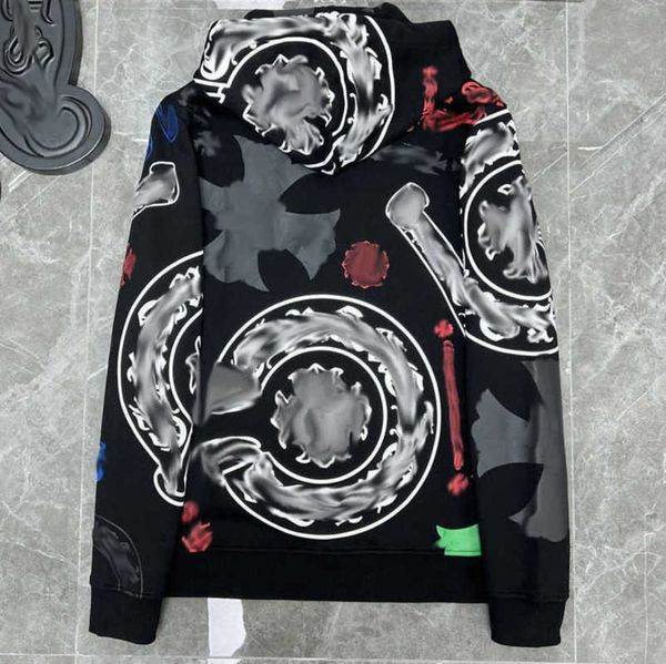 

men's fashion luxury sweatshirts jackets brandch hoodies zipper hooded men women designers sanskrit horseshoe cross pullover sweater ho, Black;brown