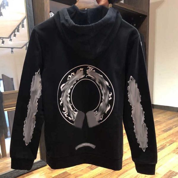 

fashion luxury men's jackets hoodies brand sweatshirts designers zipper hooded sweater men women casual pullover sanskrit horseshoe hoo, Black