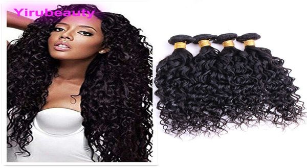 

indian raw human hair extensions 4 bundles water wave virgin hair water wave bundles wet and wavy indian natural color9217146, Black;brown