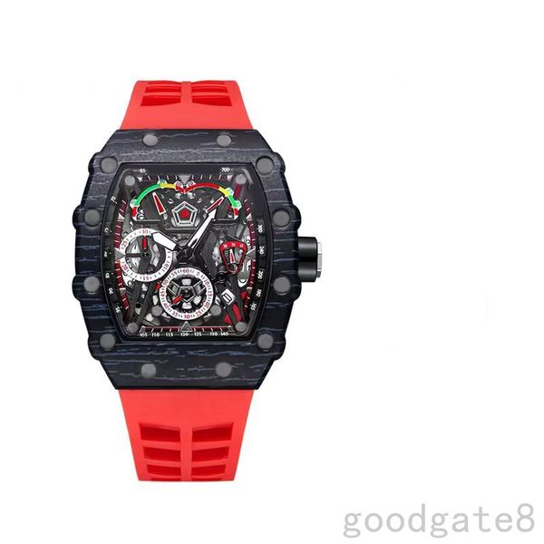 

mens designer watch fashion ladies watch classical skeleton all dial work orologi business party red blue rubber strap aaa vintage watch for, Slivery;brown