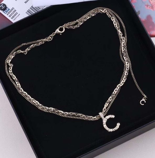 

2023 luxury quality charm pendant necklace with three layers design in 18k gold plated have box stamp ps7408b, Golden