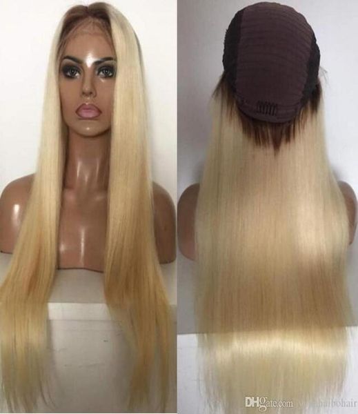 

celebrity wigs lace front wig 10a ombre blonde 613 silky straight vietnamese virgin human hair full lace wig for white woman 8005845, Black;brown