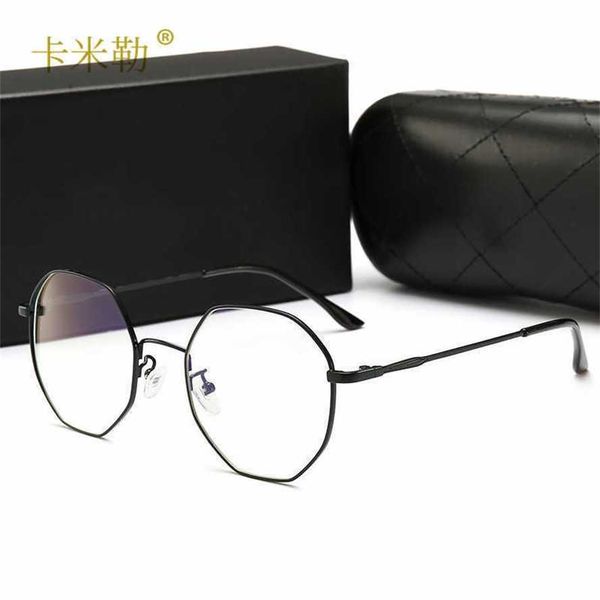 

50% off wholesale of new metal sunglasses flat lenses large frame fashionable trendy women's oval glasses decorative 0233, White;black