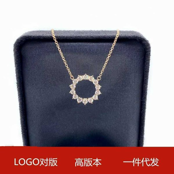 

brand 18k rose gold round sunflower necklace xia ins small and luxury clavicle chain gift for girlfriend, Black