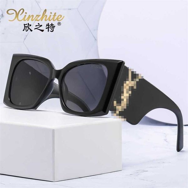 

50% off wholesale of new high-end cat's eye large frame for men and women's trendy sunglasses with uv protection glasses{category}, White;black