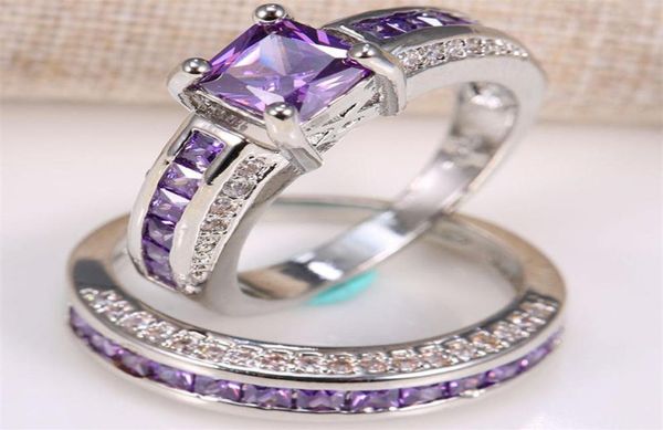

inlaid square purple crystal zircon princess rings set trendy ladies full zircon engagement ring fashion bride jewelry gifts1492901730578, Golden;silver