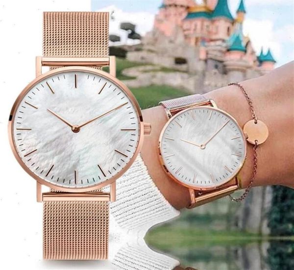 

brand rose gold watch shell dial womens ladies bracelet quartz wrist for women mesh clock reloj mujer263o71264305436433, Slivery;golden