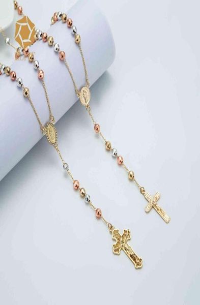 

elfic gold plated three color necklace cubic zirconia virgin mary necklace rosary necklace74690505512018, Silver