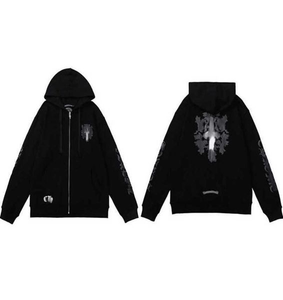 

men's luxury jackets classics hoodies brandch sweatshirts designers zipper hooded sweater men women casual pullover sanskrit horseshoe, Black