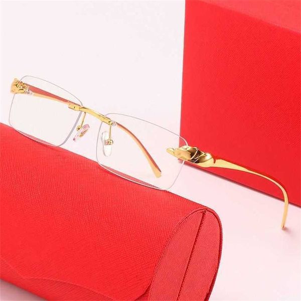 

56% off wholesale of european and american leopard head frameless men's square copper material classic sunglasses can be paired with my, White;black