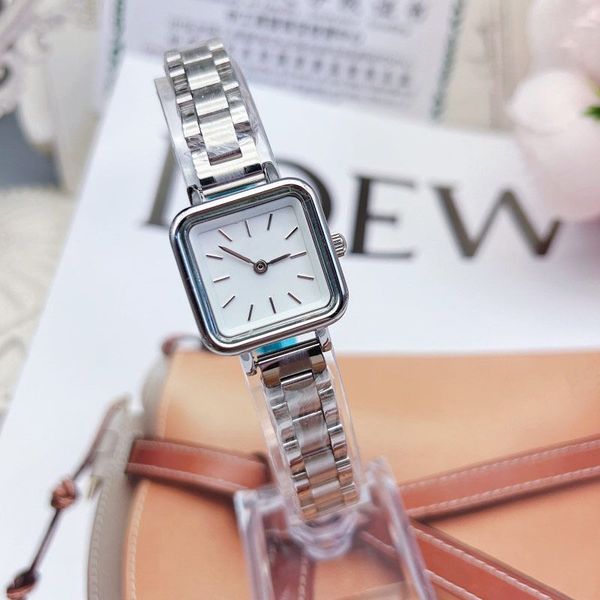 

luxury ladies watches square 28mm dial gold designer women watch all stainless steel band quartz lady wirstwatches for womens mother's, Slivery;brown