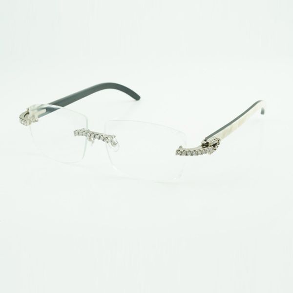 

new moissanite diamond buffs glasses 3524015 male and female with black mixed bufflo horn legs and clear lenses size: 57-18-140mm, Silver